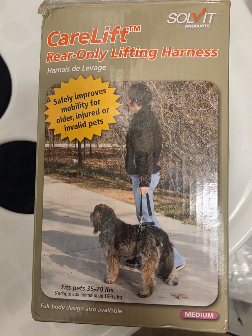 Rear-Only Lifting Harness for Dogs - Medium, Black